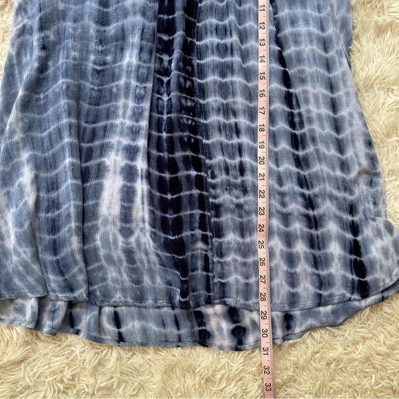 Umgee keyhole detail long sleeve top tunic tie dye print boho white blue SZ M - Picture 5 of 9